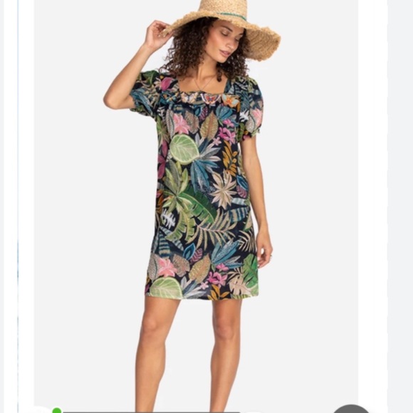 JOHNNY WAS TROPICAL PUFF-SLEEVE TUNIC DRESS IN MULTI - Picture 2 of 5